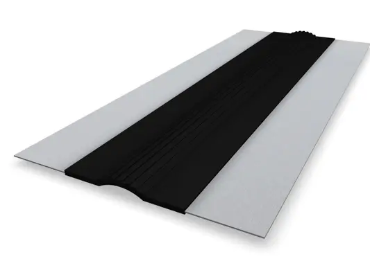PREFA dilatačný prvok nástrešného žľabu, hliník, čierna, 6.000 x 375 mm, kvalitné tesnenie pre montáž na odkvapové rúry.