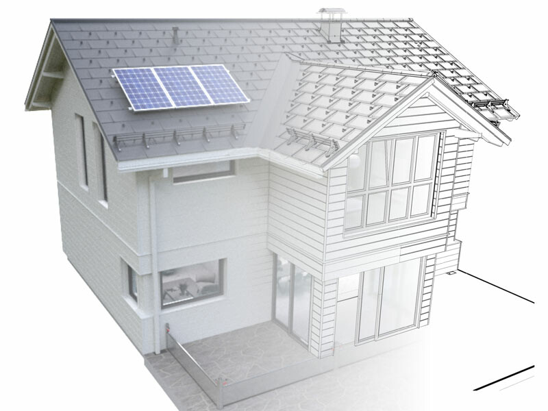 Model domu znázornený s 3D a BIM údajmi a taktiež textúrou