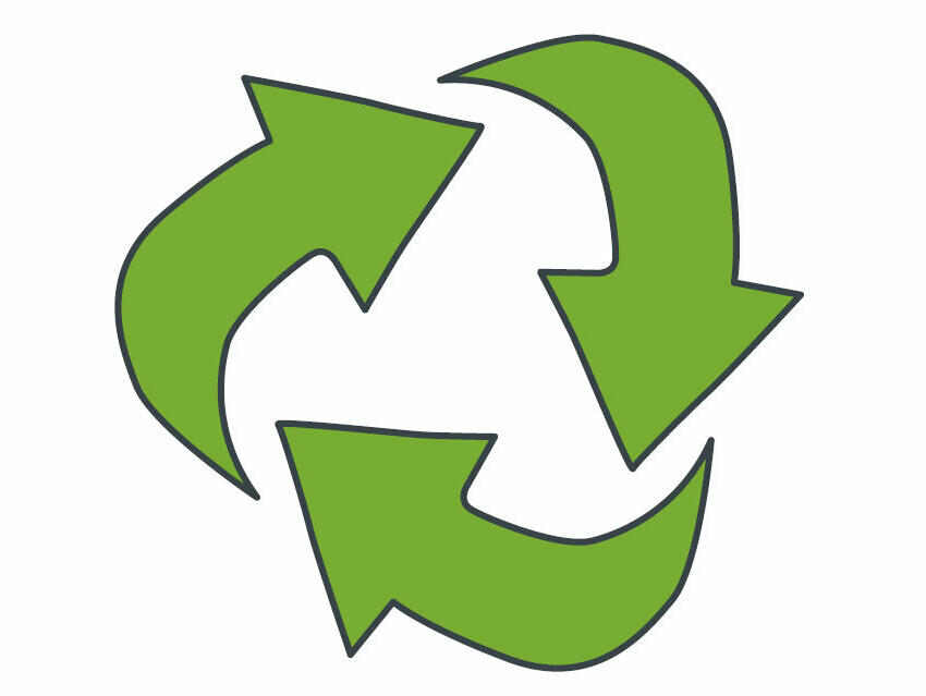 Symbol recyklácie pozostáva z 3 do seba siahajúcich šípok – symbolizuje podiel recyklácie hliníka PREFA