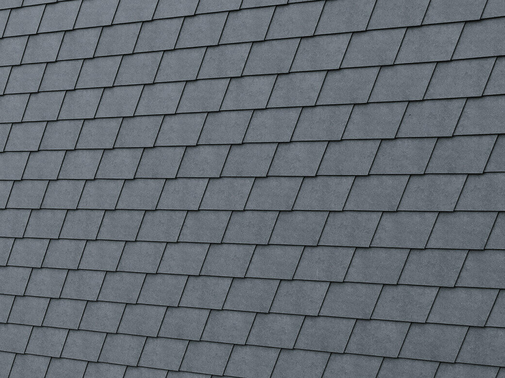 PREFA fasádny šindeľ vo farbe P.10 kamenná šedá, detailná snímka