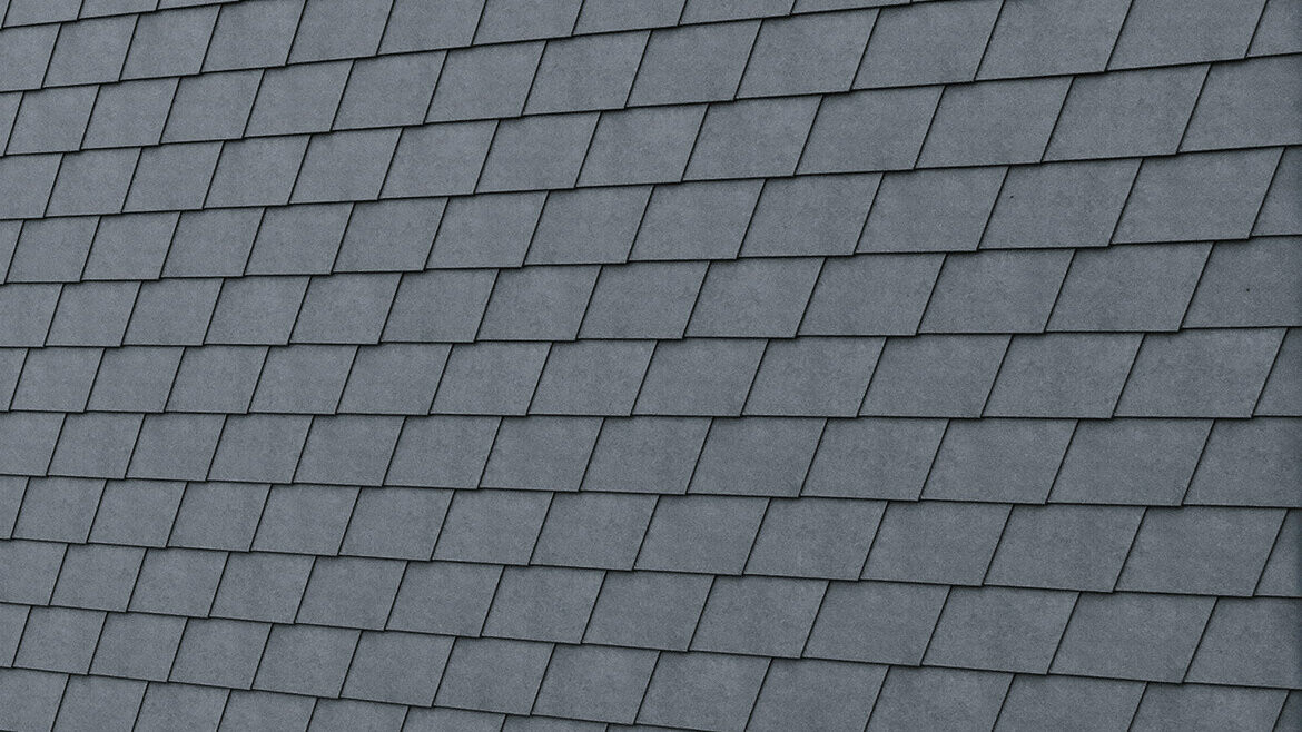PREFA fasádny šindeľ vo farbe P.10 kamenná šedá, detailná snímka