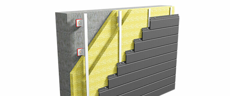 Wandaufbau mit PREFA Sidings (horizontal verlegt) auf Aluminium Unterkonstruktion