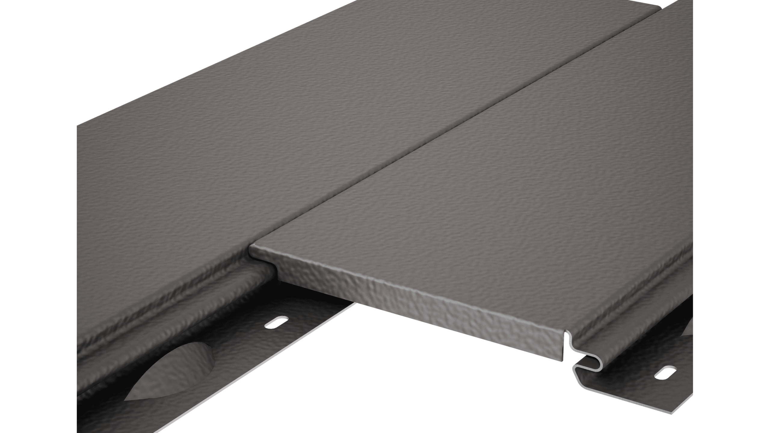 PREFA Siding bez tieňovej špáry so stucco povrchom ako štruktúrovaný hliník - šedý fasádny panel