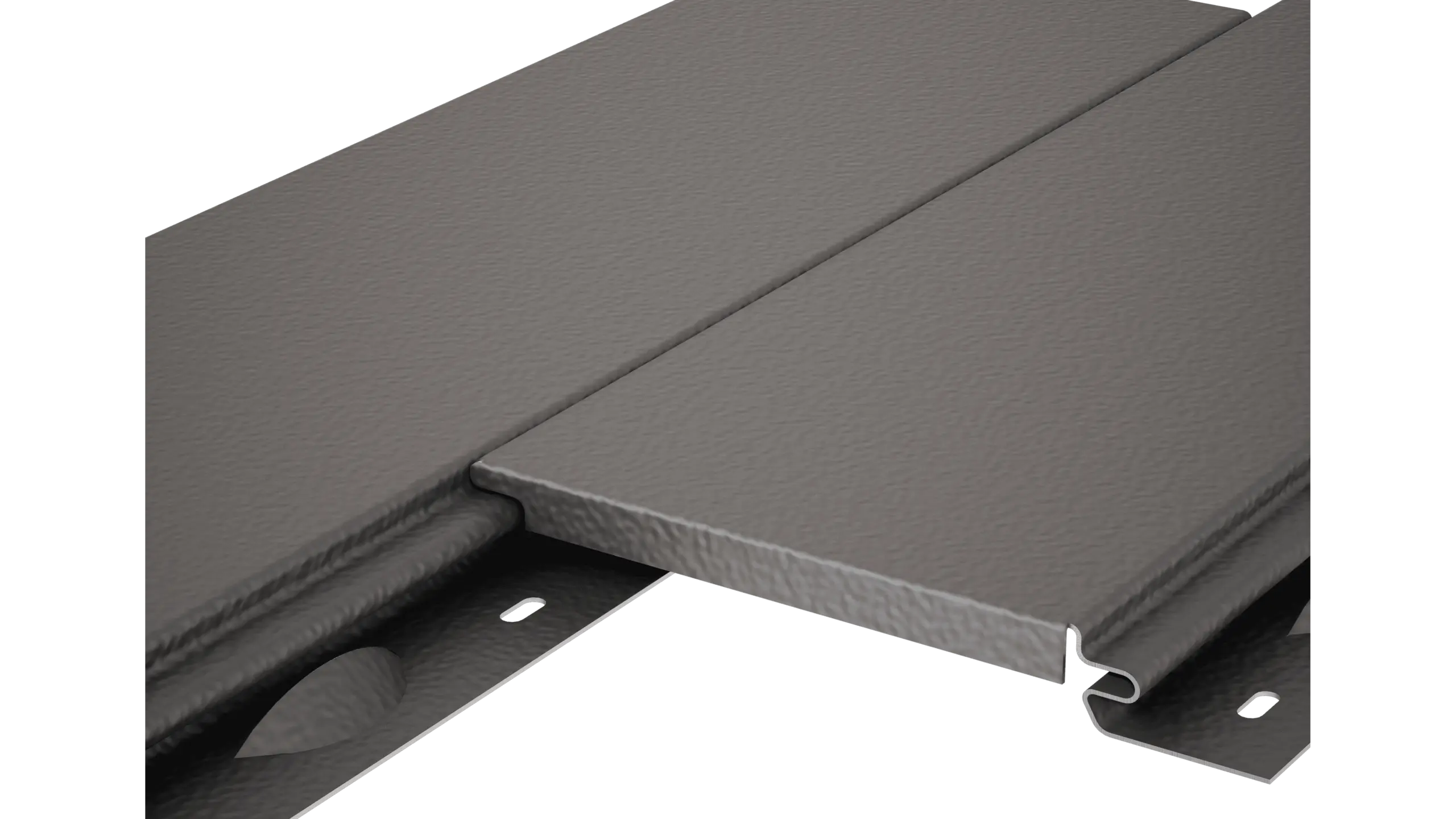 PREFA Siding bez tieňovej špáry so stucco povrchom ako štruktúrovaný hliník - šedý fasádny panel