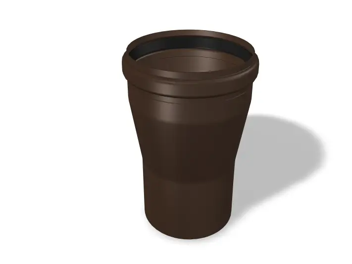 PREFA zvodová prechodka, dostupná v rozmeroch Ø 110/100 mm a Ø 125/120 mm, umožňuje plynulý prechod medzi rôzne veľkými rúrkami v odvodňovacích systémoch a fasádnych systémoch.