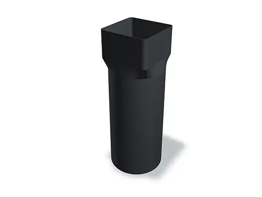 PREFA prechodka štvorcového zvodu 100, dostupná vo veľkostiach 100 Ø 98 mm a 100 Ø 115 mm, umožňuje bezpečné spojenie štvorcových zvodov v odkvapových systémoch. Táto spojka zaisťuje stabilné a trvalé utesnenie.