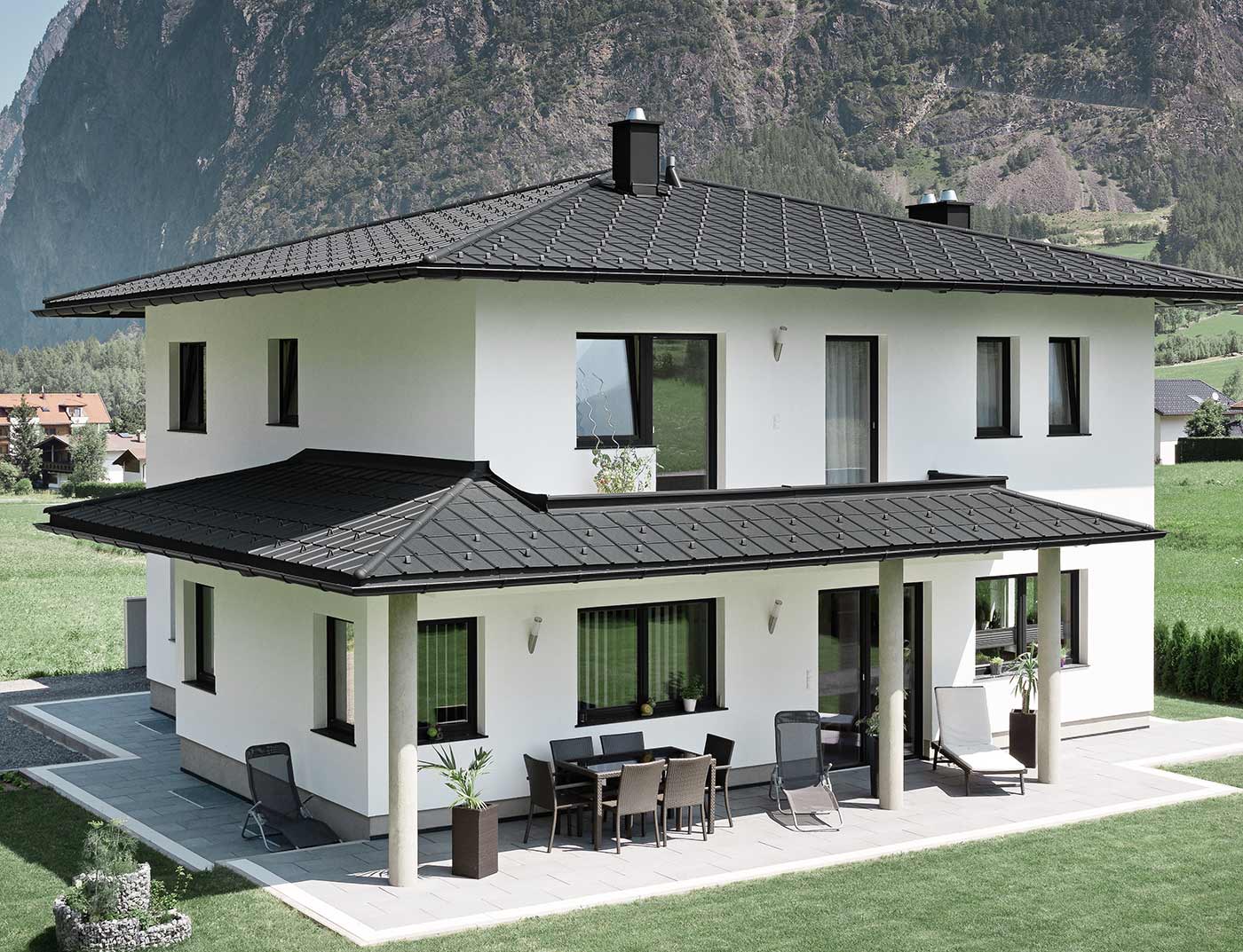 Referenčné objekty PREFA Strešné systémy Falcovaná škridla 03 P.10 čierna